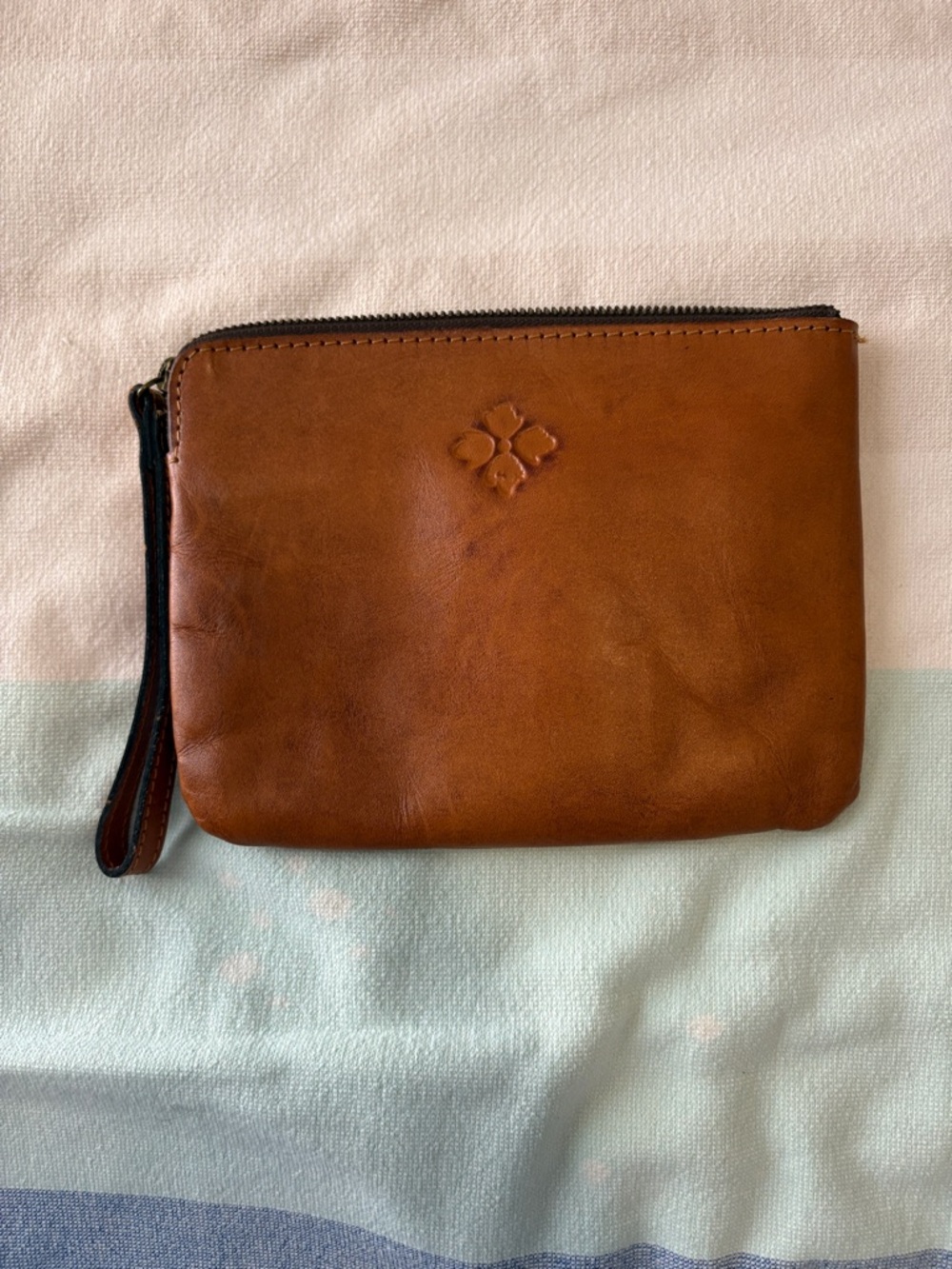 Patricia Nash Brown Leather Zip Wristlet Clutch
